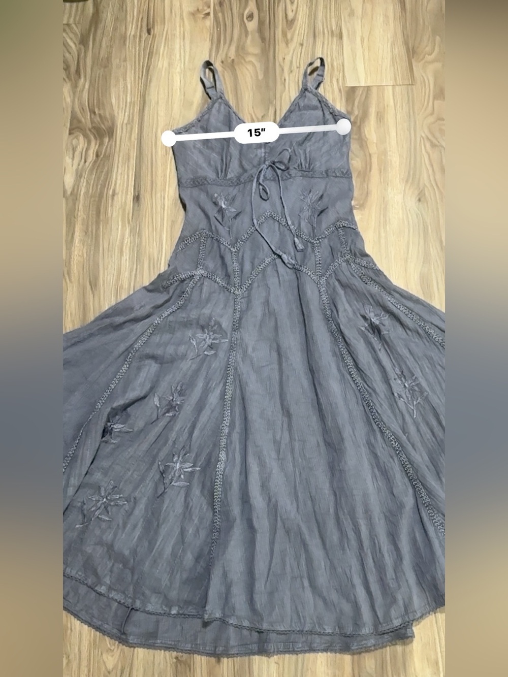 Scully Slate Blue V-Neck Midi Dress with Tie Waist - Picture 9 of 15